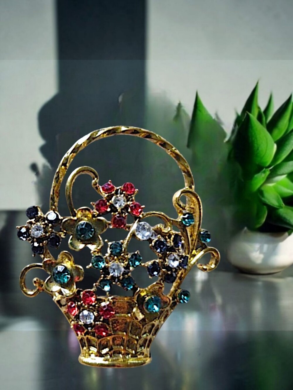 Floral Basket Brooch